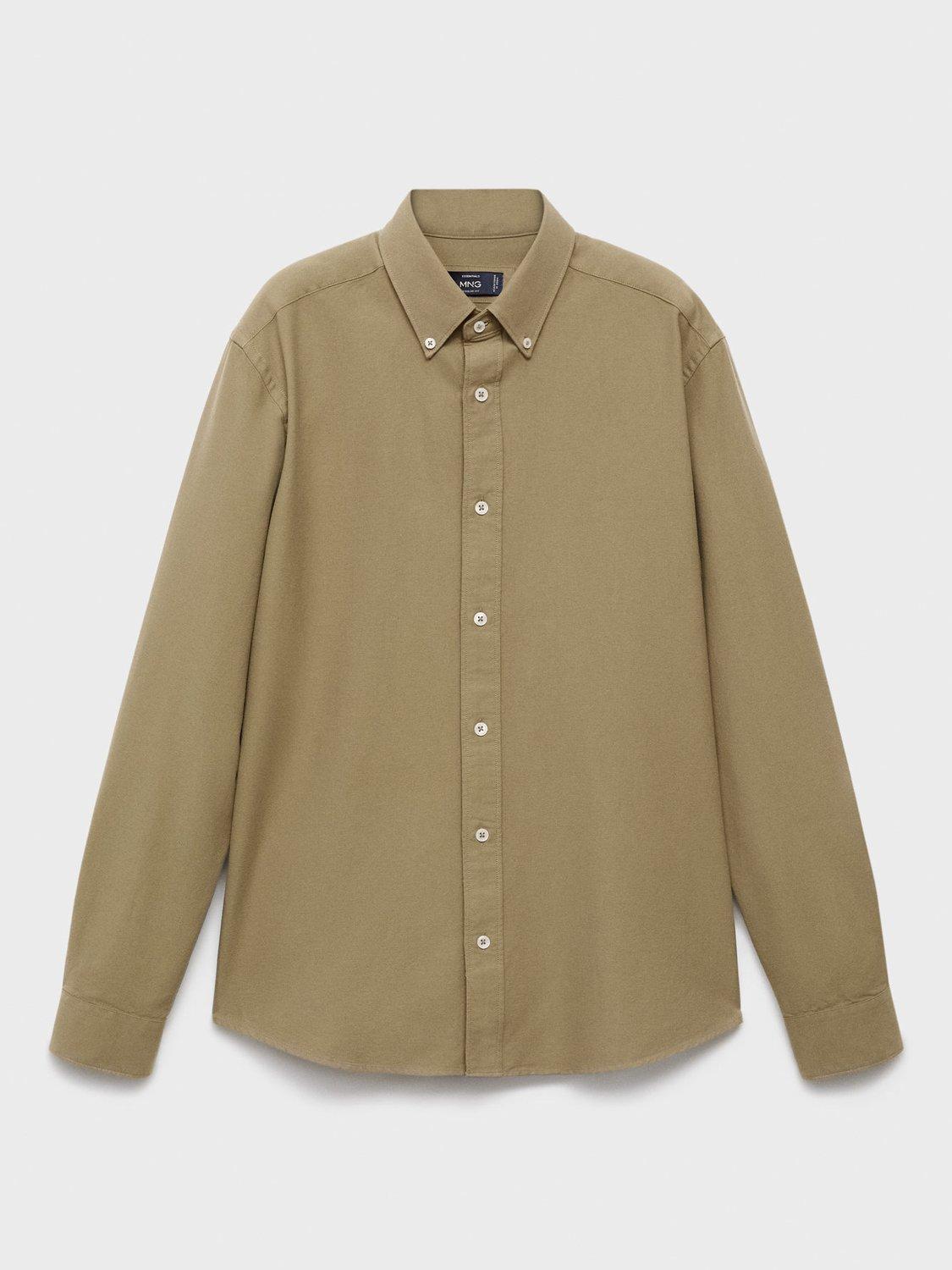 Product image 3 of 8, which shows Mango Cotton Regular Fit Oxford Shirt, Khaki, L
