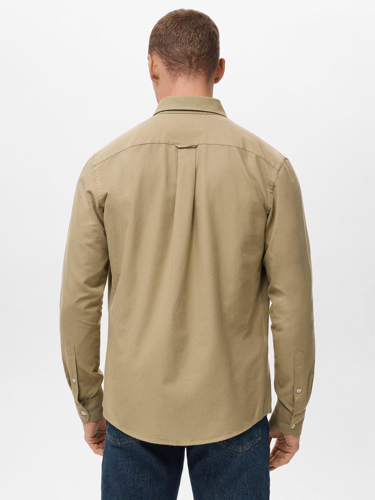 Product image 4 of 8, which shows Mango Cotton Regular Fit Oxford Shirt, Khaki, L