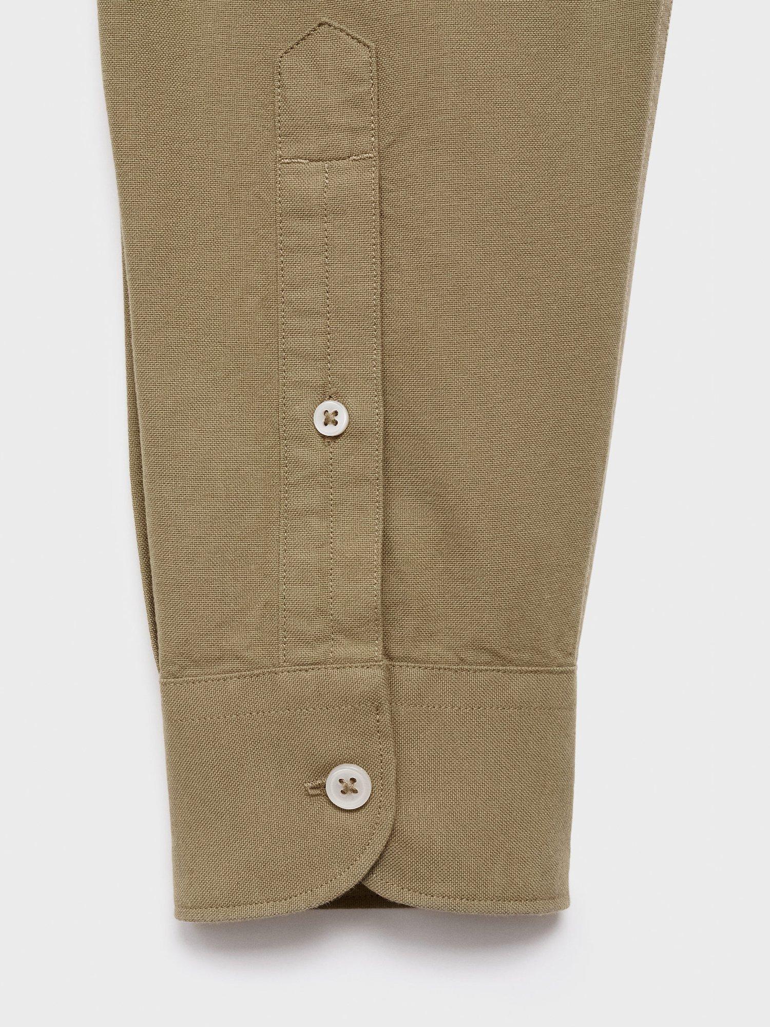 Product image 5 of 8, which shows Mango Cotton Regular Fit Oxford Shirt, Khaki, L
