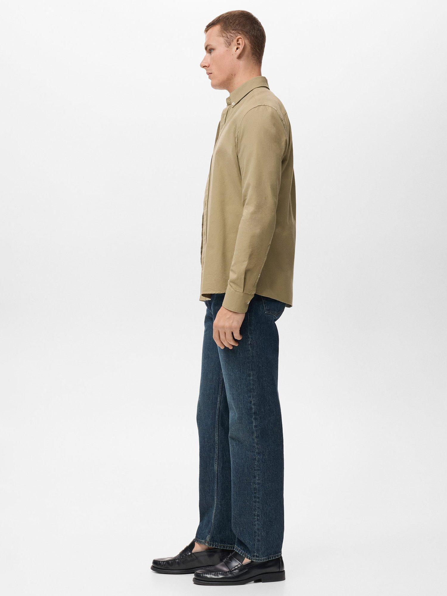 Product image 7 of 8, which shows Mango Cotton Regular Fit Oxford Shirt, Khaki, L