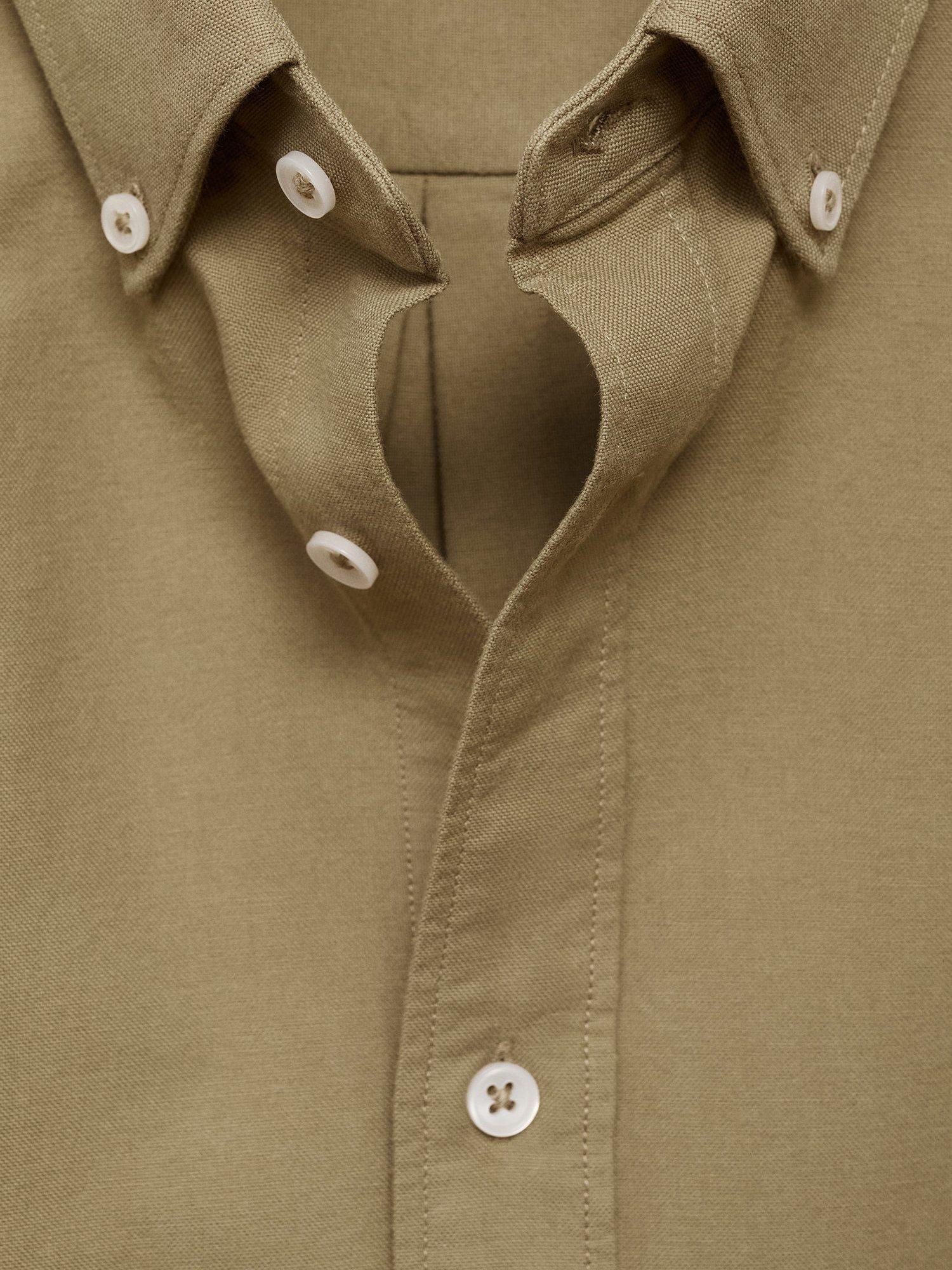 Product image 8 of 8, which shows Mango Cotton Regular Fit Oxford Shirt, Khaki, L
