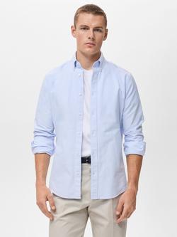 Mango Cotton Regular Fit Oxford Shirt, Pastel Blue