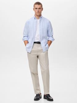 Mango Cotton Regular Fit Oxford Shirt - view 2, Pastel Blue