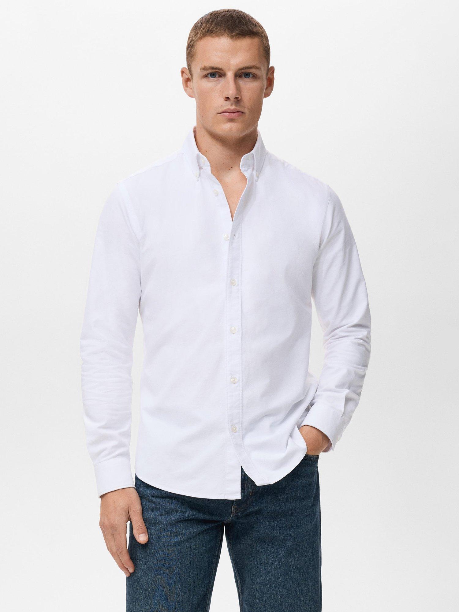 Product image 1 of 8, which shows Mango Cotton Oxford Shirt, White, L