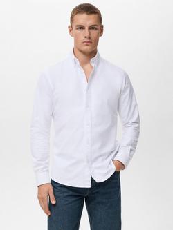 Mango Cotton Oxford Shirt, White, White