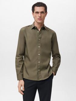 Mango Play Cotton Regular Fit Shirt, Khaki