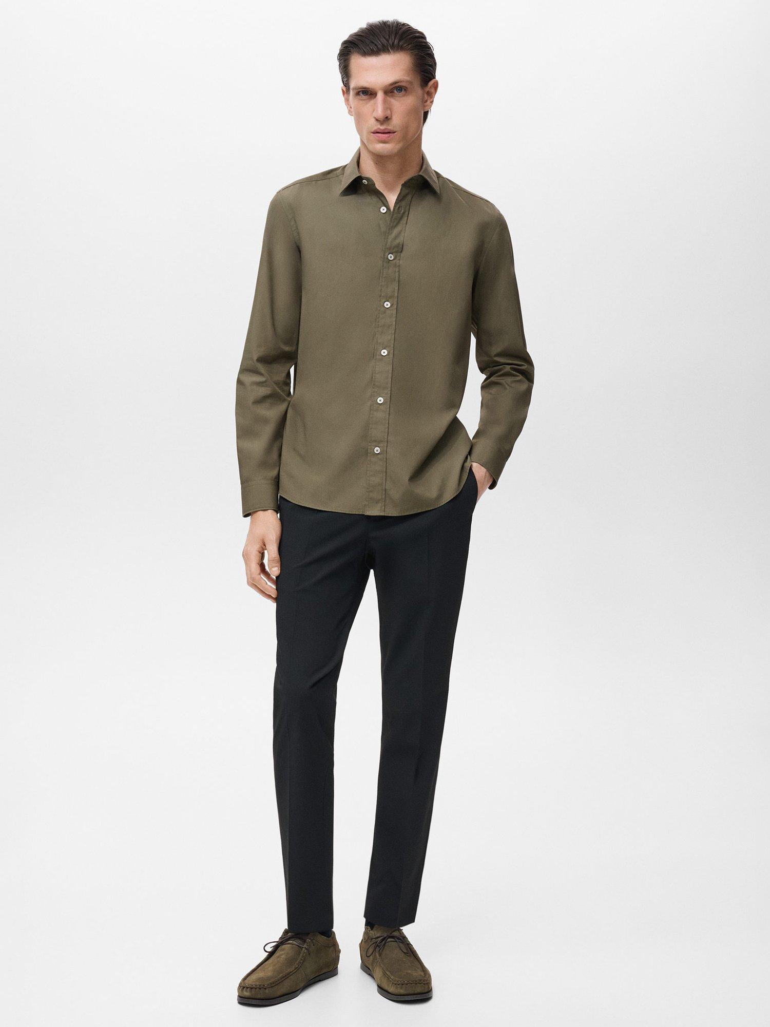 Product image 2 of 8, which shows Mango Play Cotton Regular Fit Shirt, Khaki, L