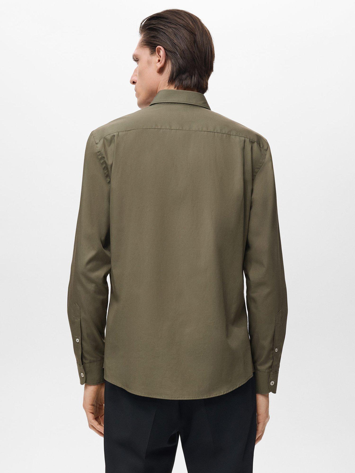 Product image 4 of 8, which shows Mango Play Cotton Regular Fit Shirt, Khaki, L