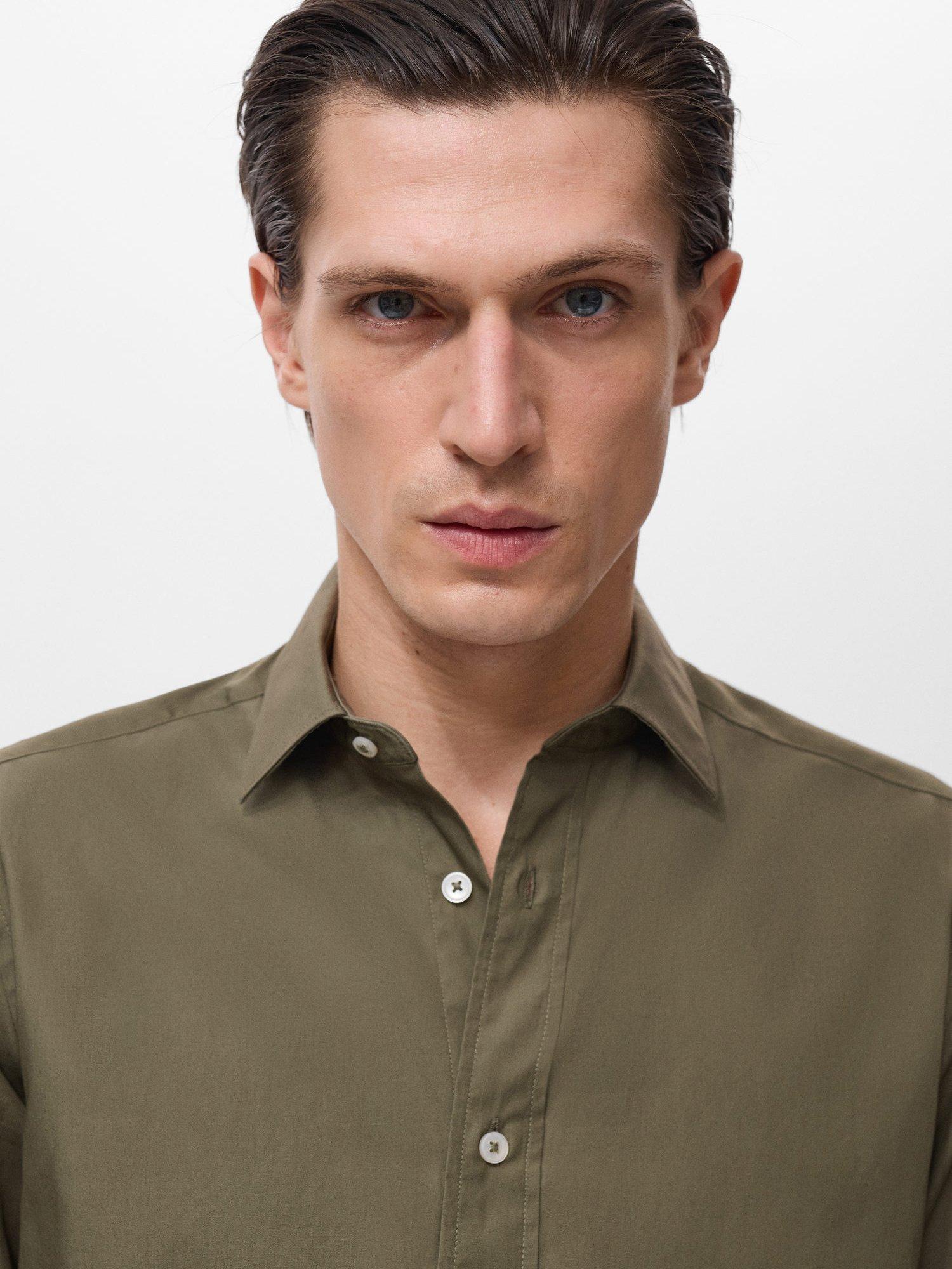Product image 6 of 8, which shows Mango Play Cotton Regular Fit Shirt, Khaki, L