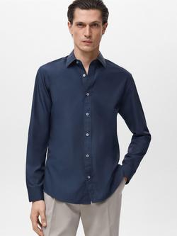 Mango Play Cotton Regular Fit Shirt, Navy