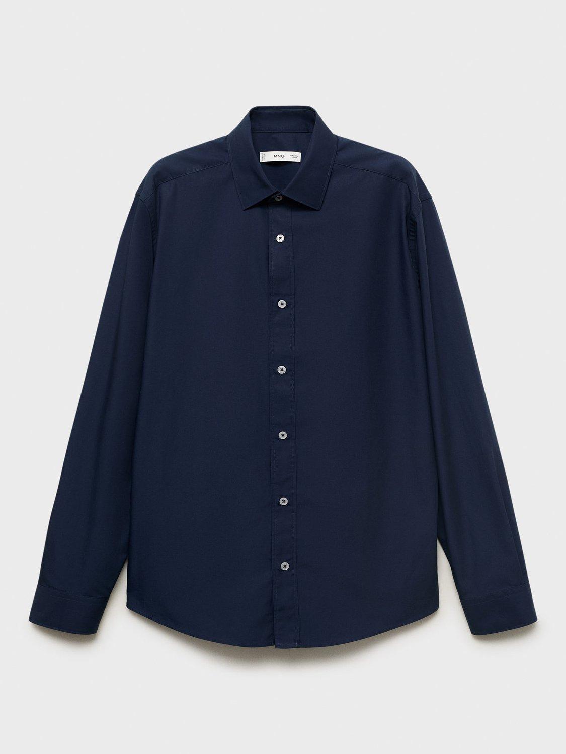 Product image 3 of 8, which shows Mango Play Cotton Regular Fit Shirt, Navy, XS