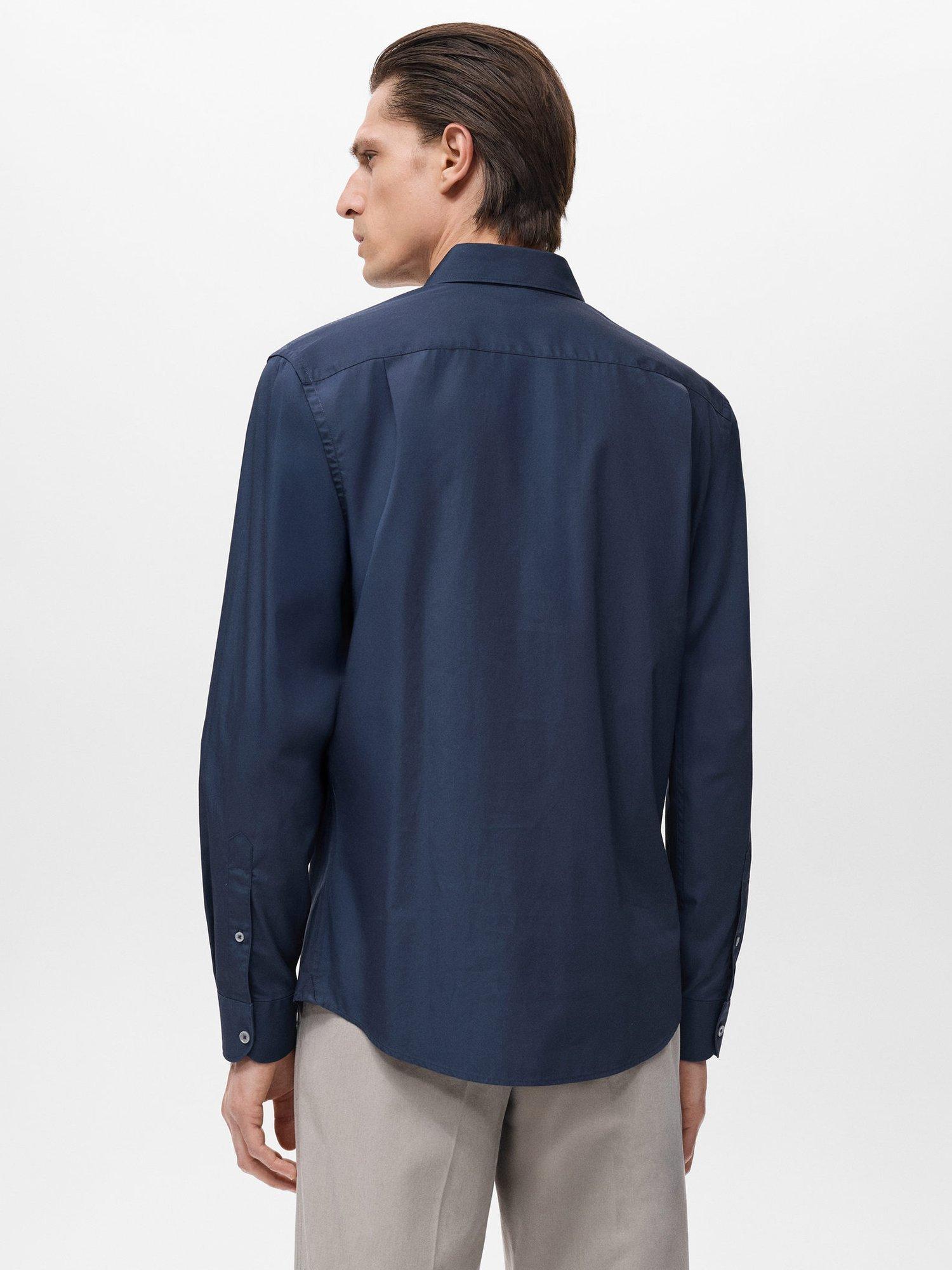 Product image 4 of 8, which shows Mango Play Cotton Regular Fit Shirt, Navy, XS