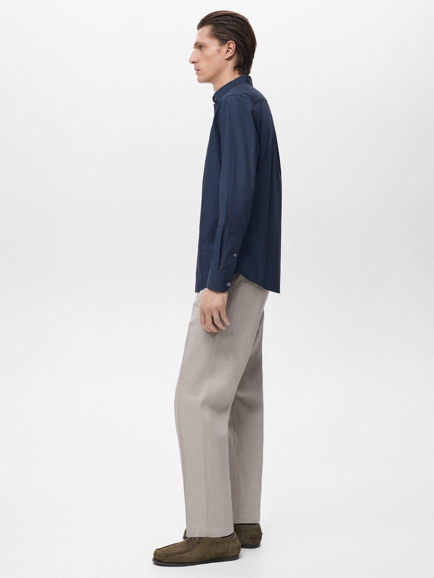 Product image 7 of 8, which shows Mango Play Cotton Regular Fit Shirt, Navy, XS