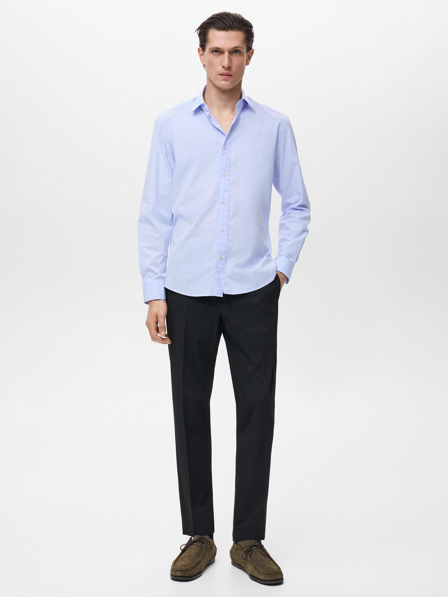 Product image 2 of 8, which shows Mango Play Cotton Regular Fit Shirt, Pastel Blue, XS