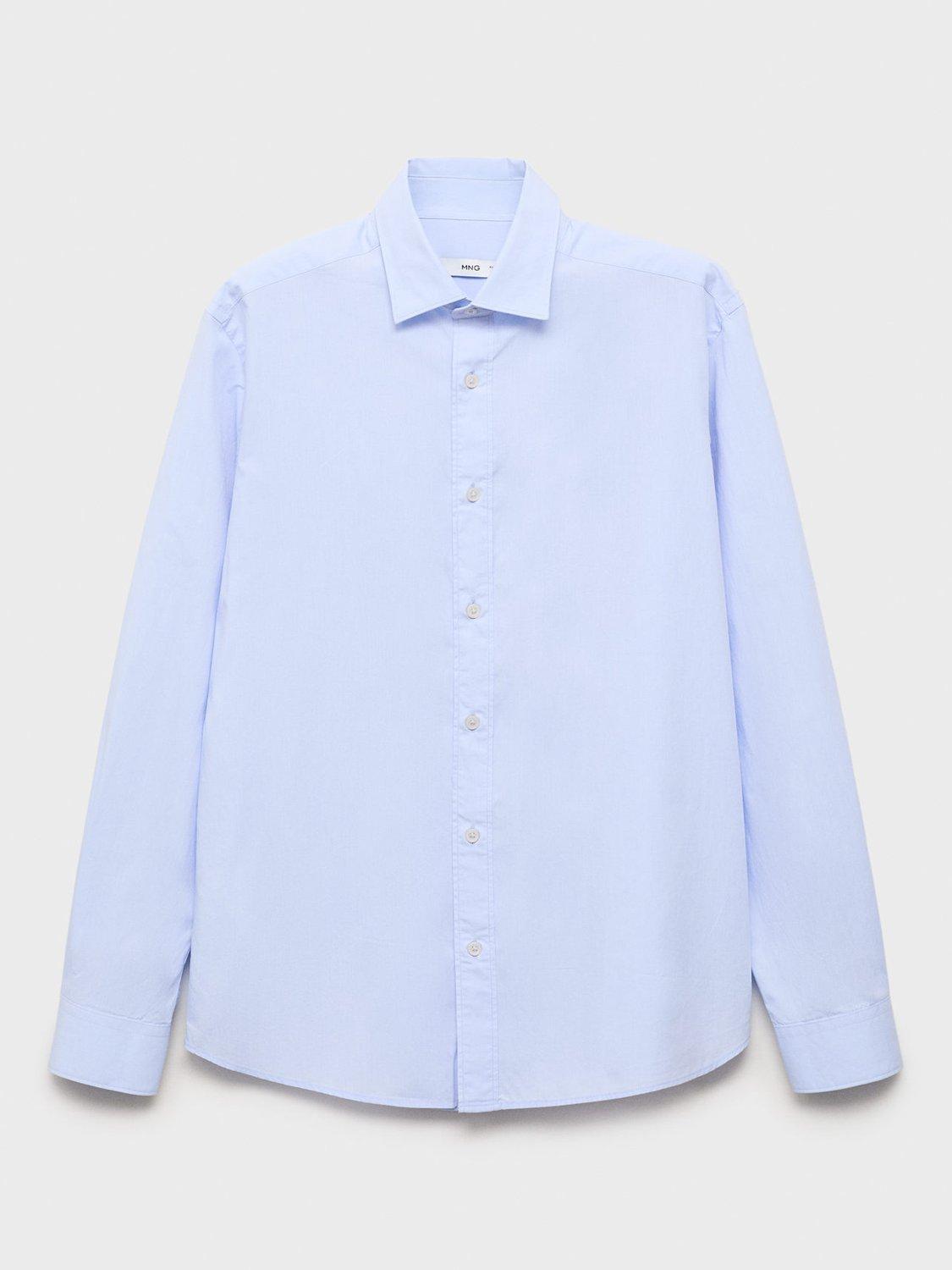 Product image 3 of 8, which shows Mango Play Cotton Regular Fit Shirt, Pastel Blue, XS
