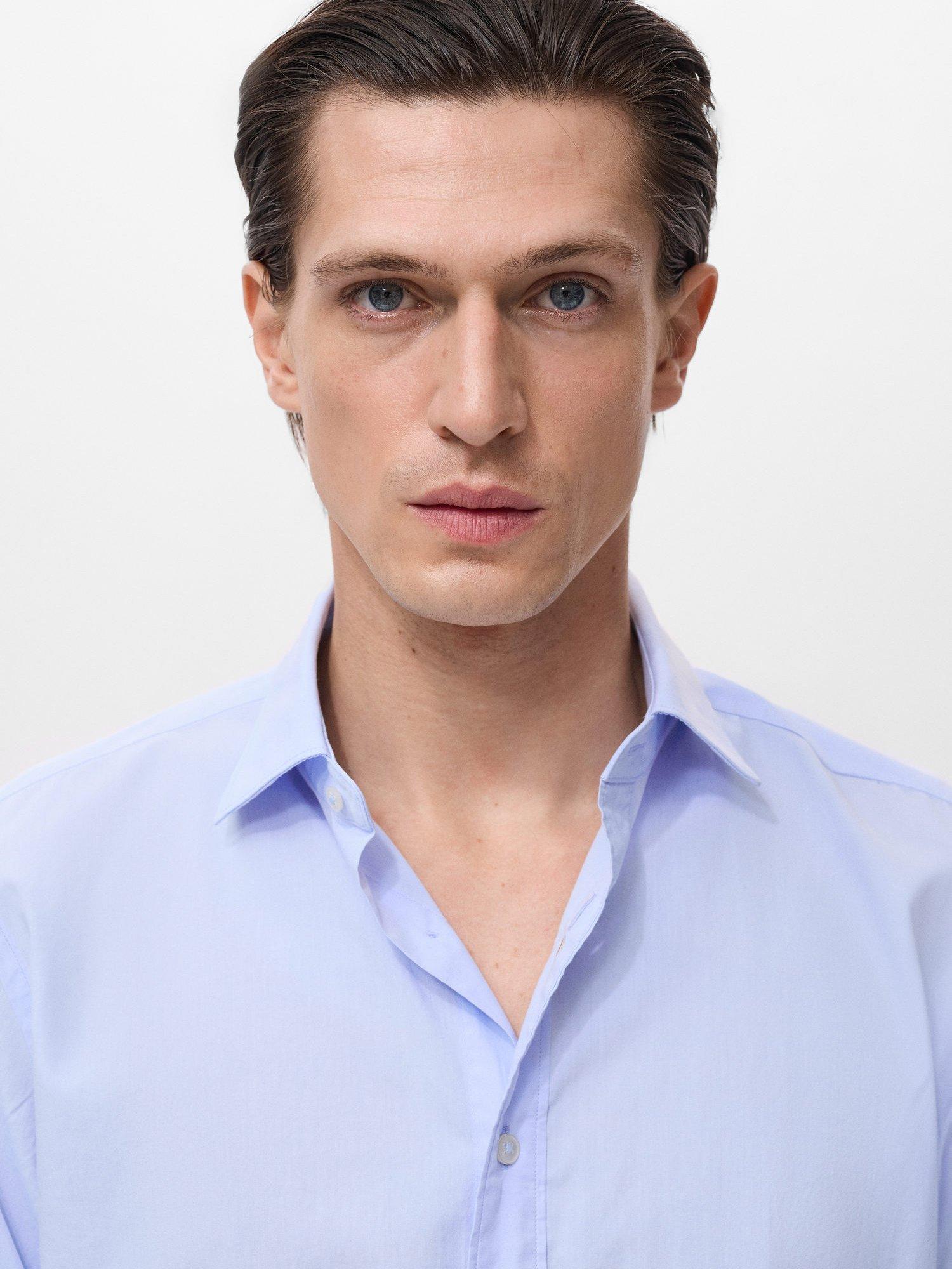 Product image 6 of 8, which shows Mango Play Cotton Regular Fit Shirt, Pastel Blue, XS