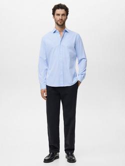 Mango Playr Cotton Regular Fit Stripe Shirt, Pastel Blue - view 2, Lt-pastel Blue