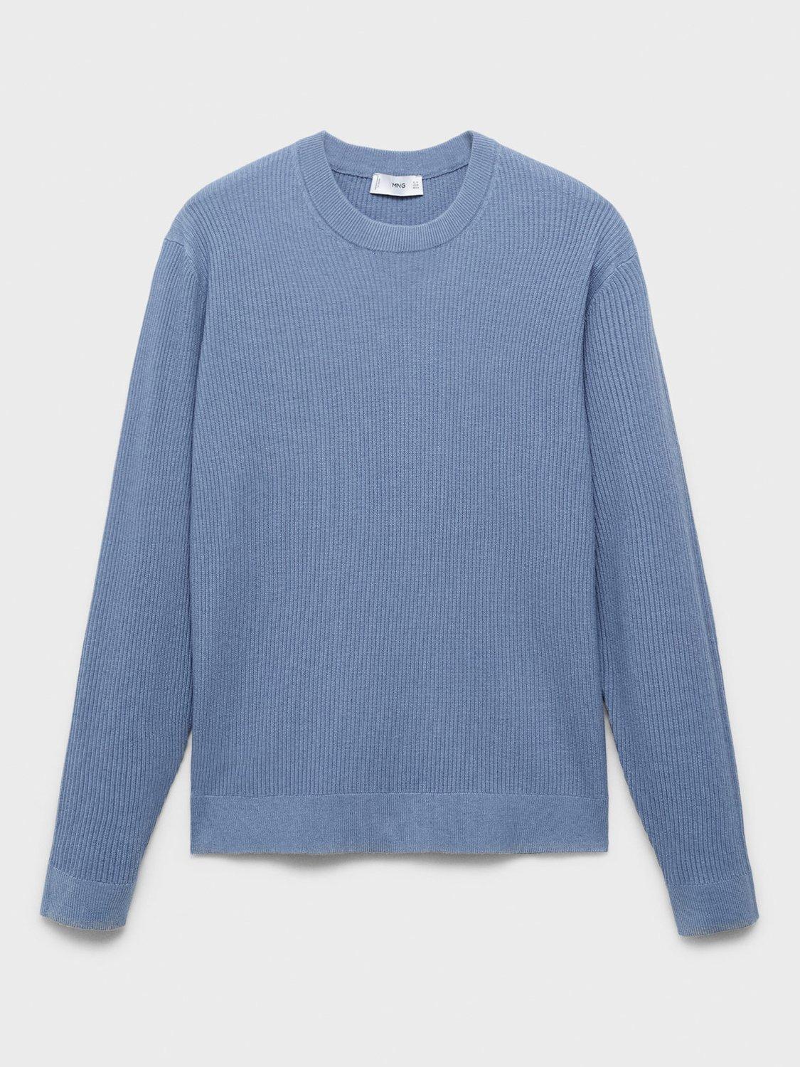 Product image 3 of 8, which shows Mango Antigua Crew Neck Jumper, Pastel Blue, S