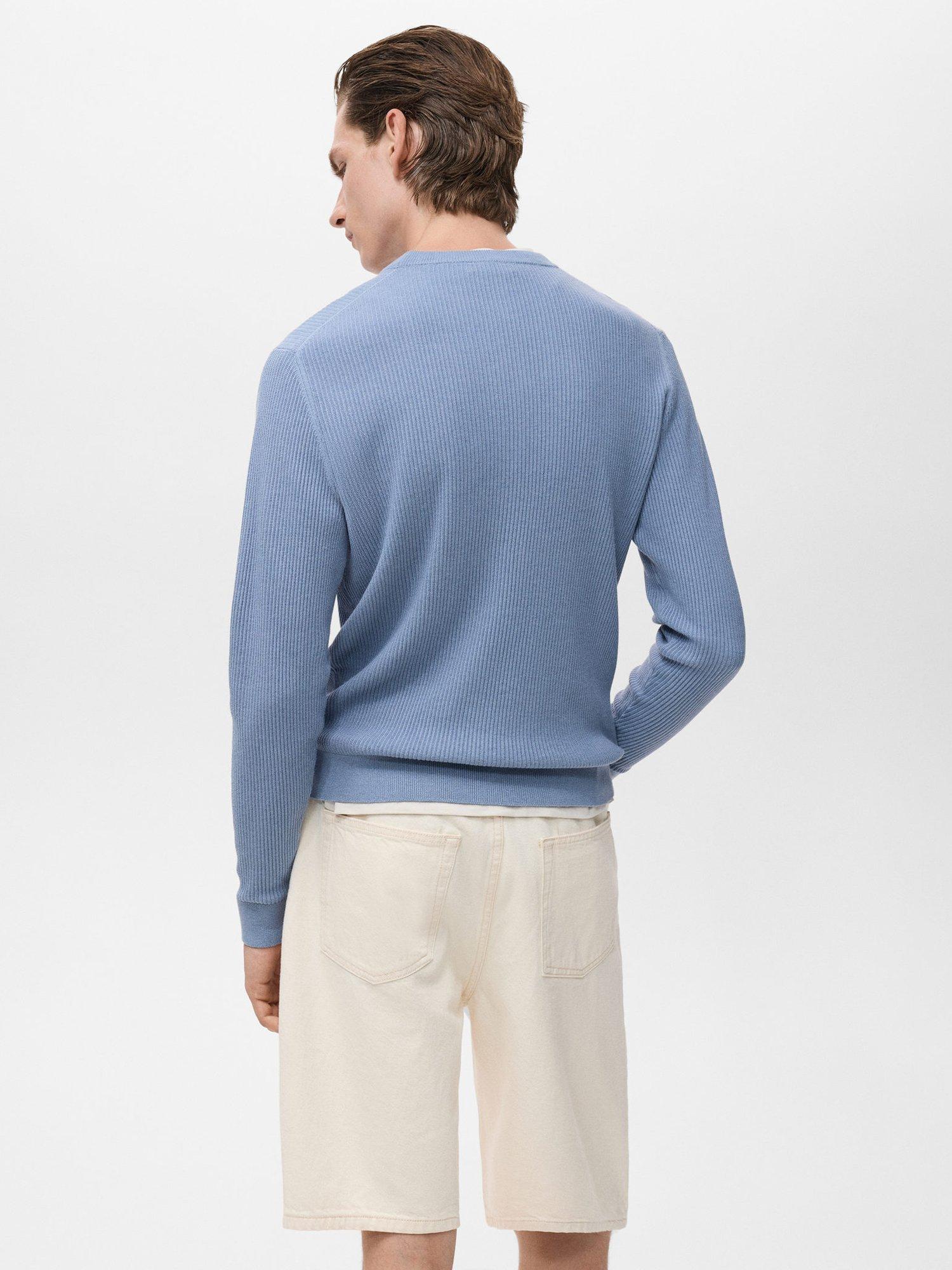 Product image 4 of 8, which shows Mango Antigua Crew Neck Jumper, Pastel Blue, S