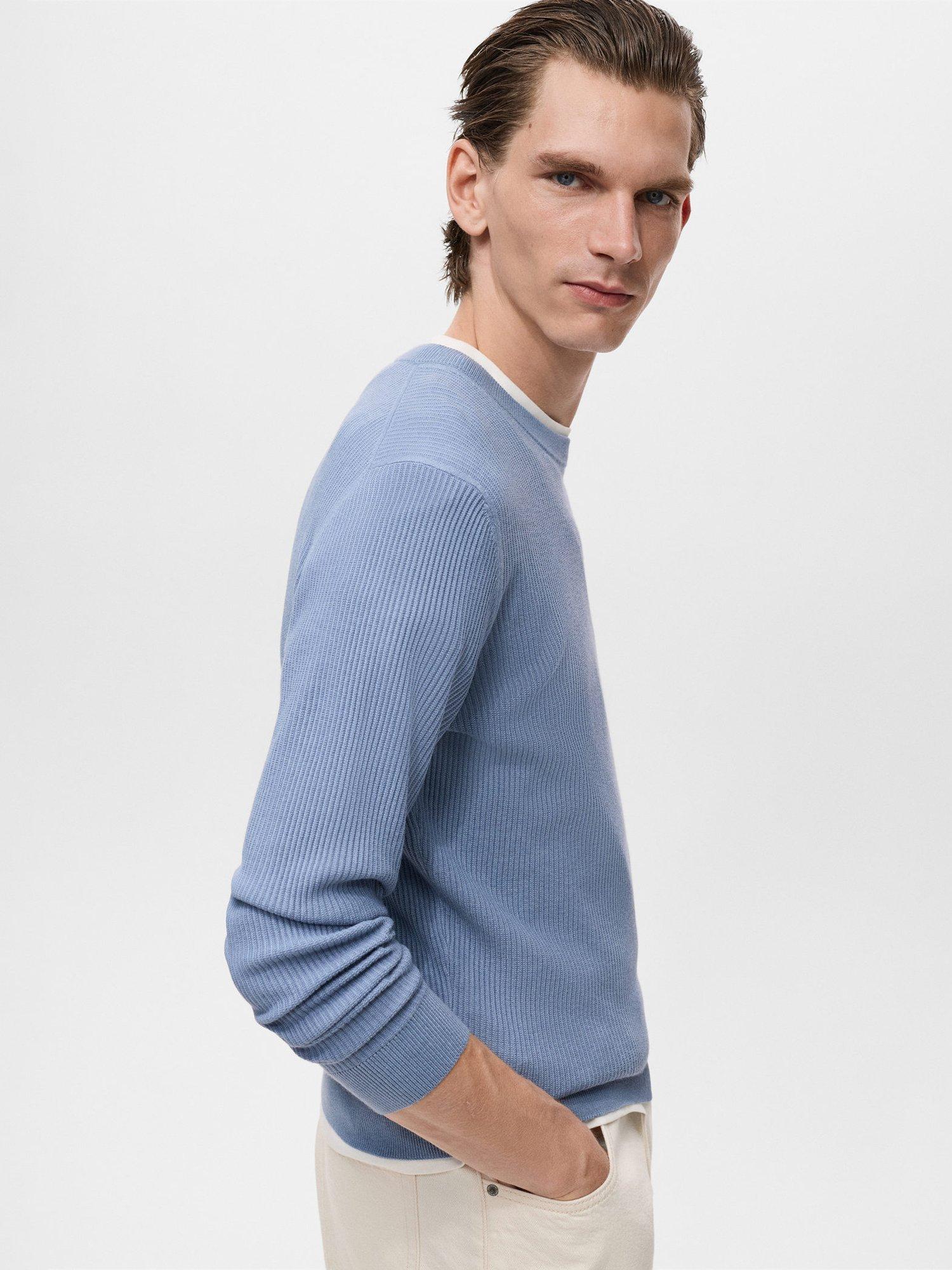Product image 7 of 8, which shows Mango Antigua Crew Neck Jumper, Pastel Blue, S