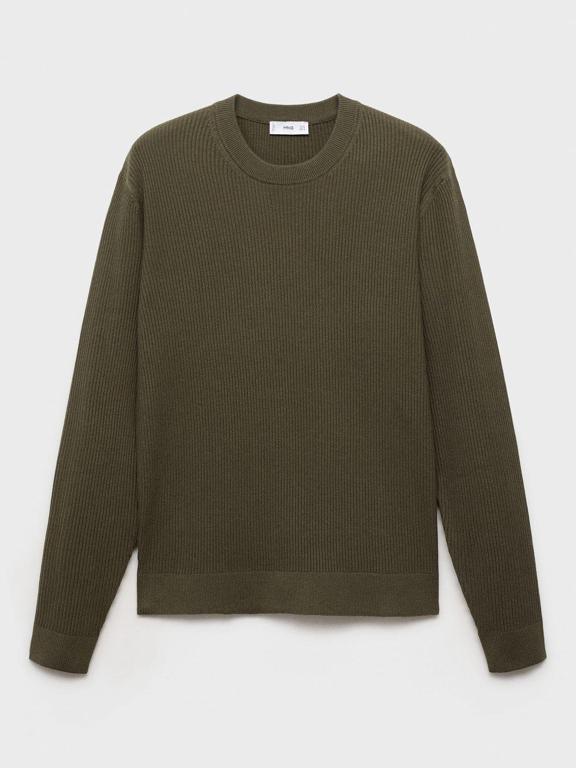 Product image 3 of 8, which shows Mango Antigua Crew Neck Jumper, Dark Green, M