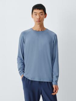 John Lewis Long Sleeve Jersey Lounge Top, Blue Light, Blue Light
