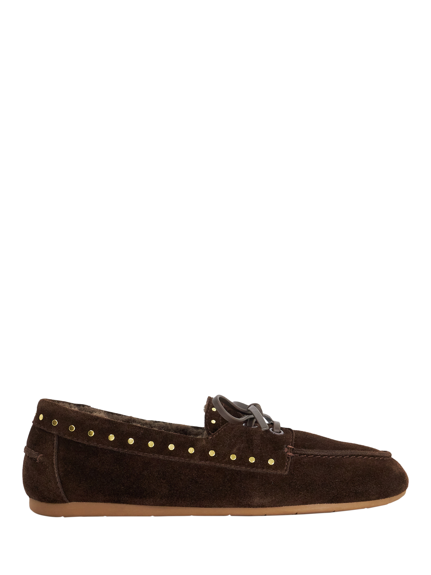 Product image 1 of 6, which shows Dune London Gracefull Fur Lined Suede Loafers, Brown, EU36