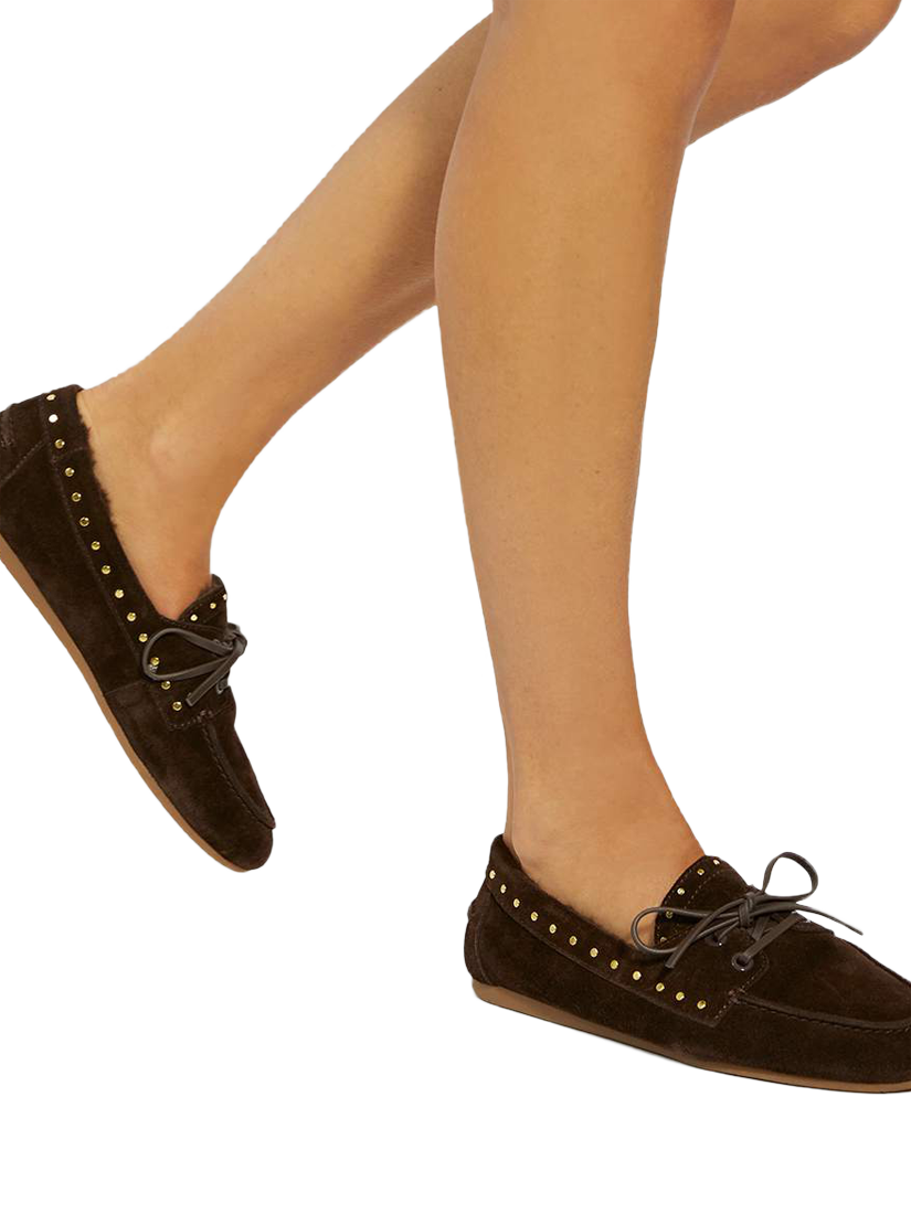 Product image 2 of 6, which shows Dune London Gracefull Fur Lined Suede Loafers, Brown, EU36