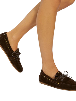 Dune London Gracefull Fur Lined Suede Loafers, Brown - view 2, Brown