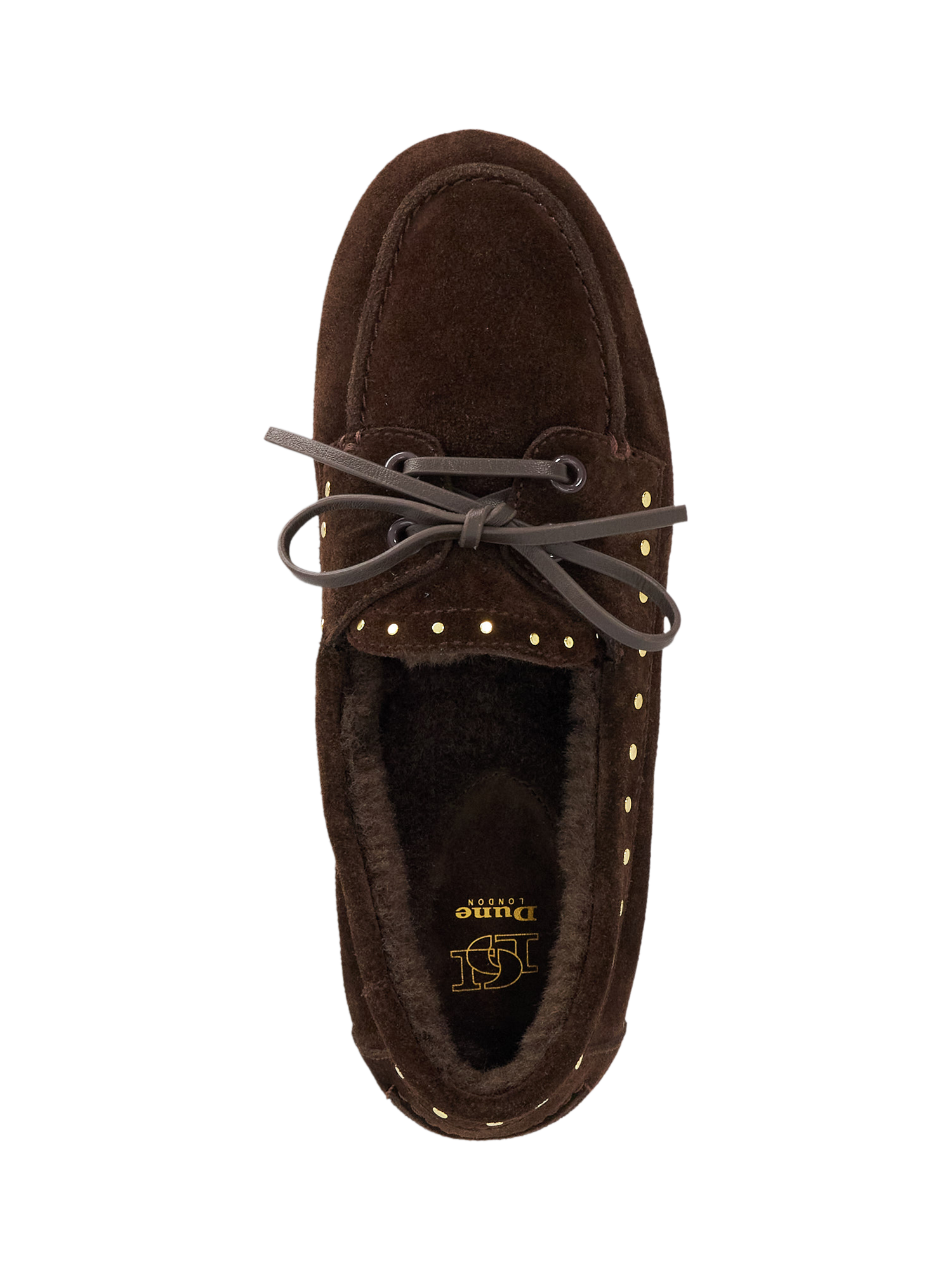Product image 3 of 6, which shows Dune London Gracefull Fur Lined Suede Loafers, Brown, EU36