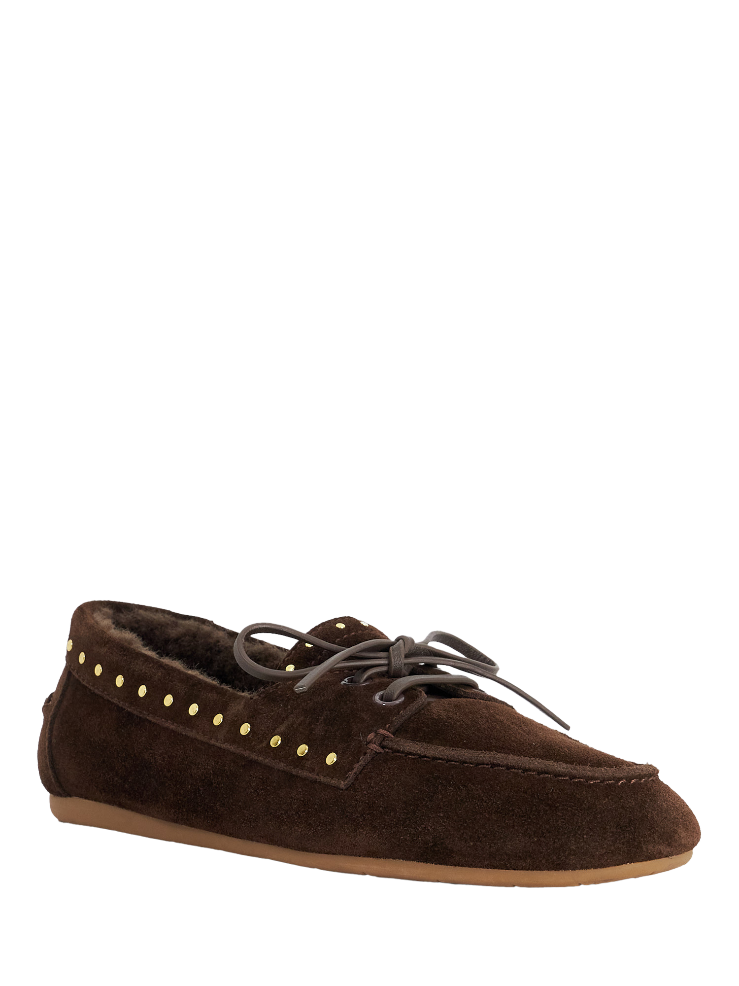 Product image 4 of 6, which shows Dune London Gracefull Fur Lined Suede Loafers, Brown, EU36