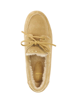 Dune London Gracefull Fur Lined Suede Loafers, Sand - view 2, Sand