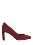 Dune London Arriving Suede Block Heel Court Shoes, Burgundy