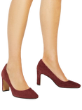 Dune London Arriving Suede Block Heel Court Shoes, Burgundy