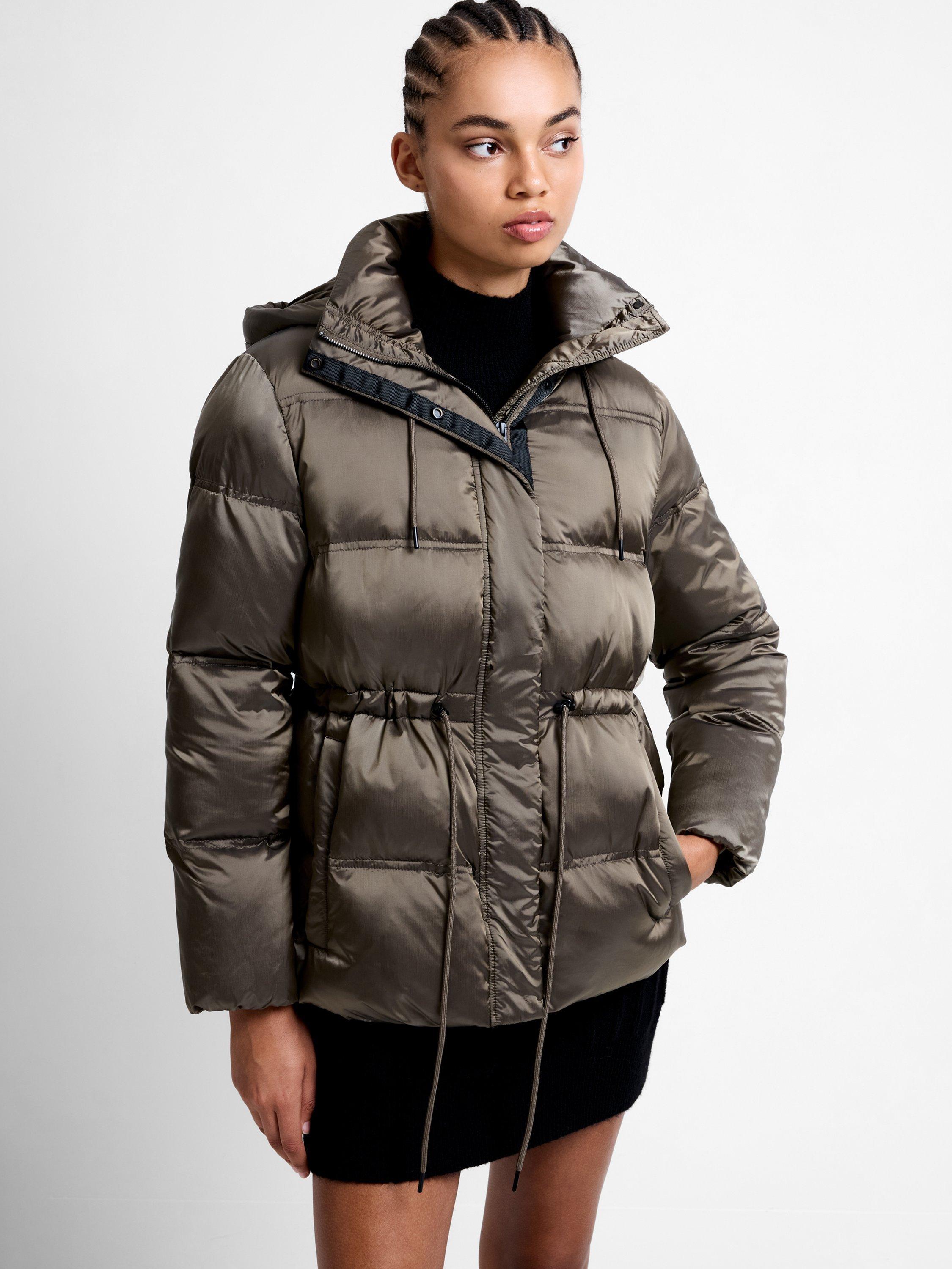 Product image 1 of 1, which shows French Connection Kendra Puffer Jacket, Khaki, S