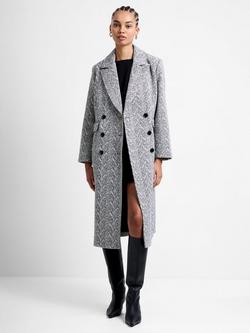 French Connection Lowen Herringbone Coat, Black/Multi, Black/Multi