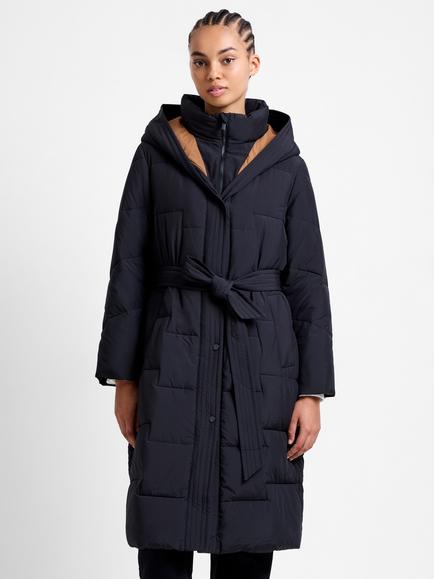 French Connection Minnie Belted Padded Coat, Black, Black
