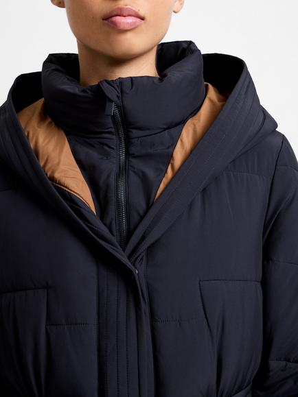 French Connection Minnie Belted Padded Coat, Black - view 2, Black