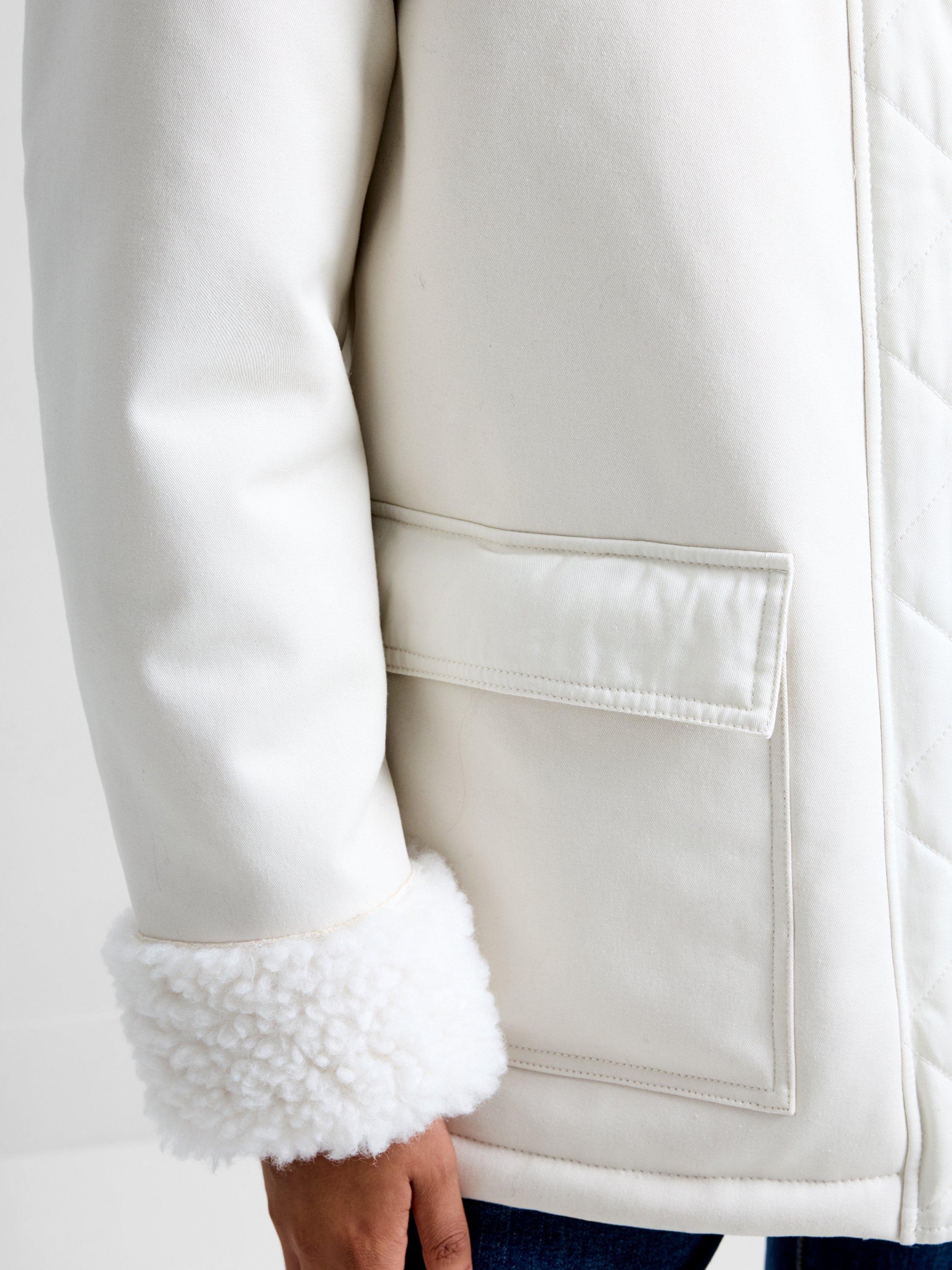 Product image 3 of 7, which shows French Connection Solise Faux Fur Coat, White, XS