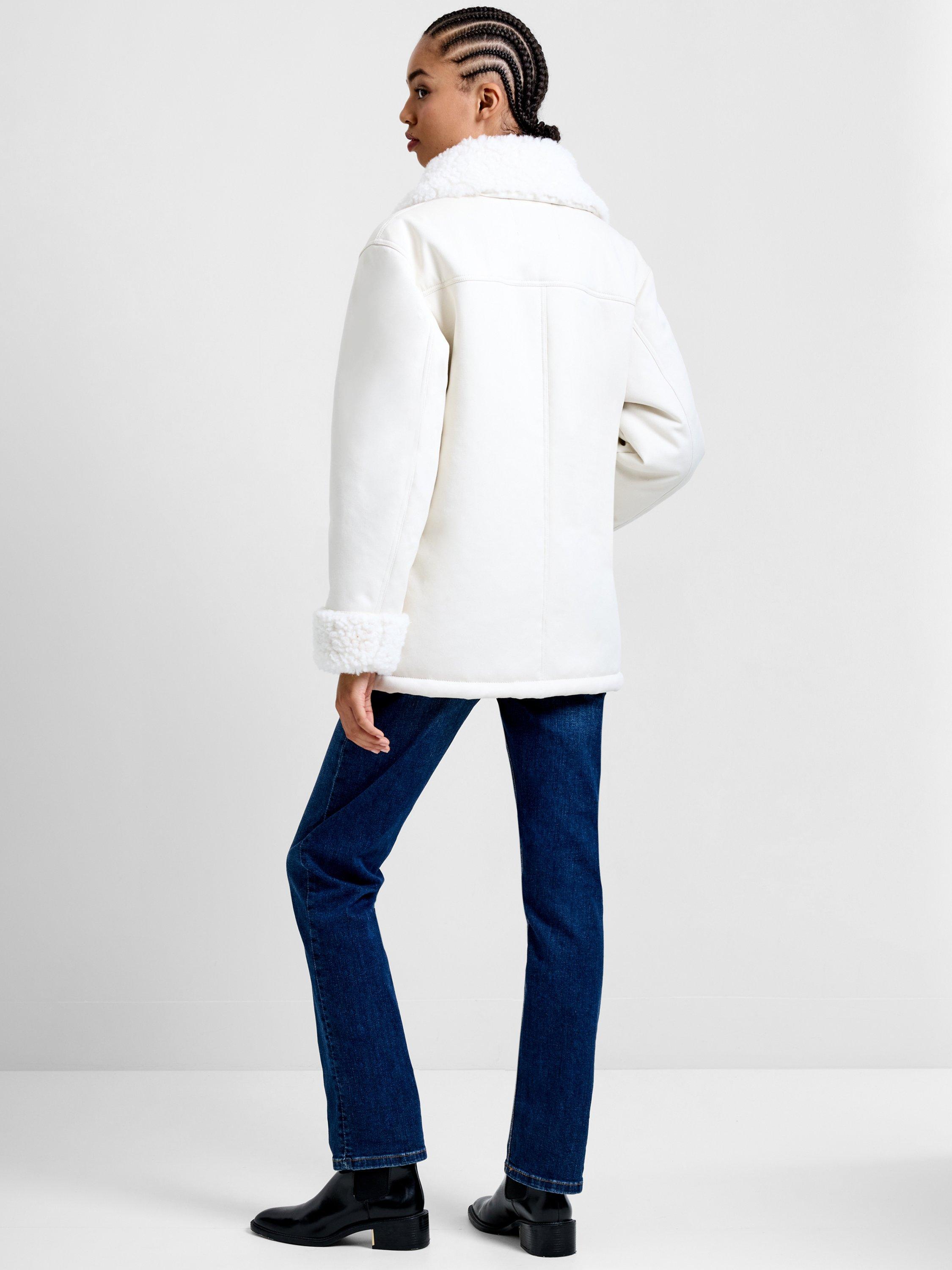 Product image 6 of 7, which shows French Connection Solise Faux Fur Coat, White, XS