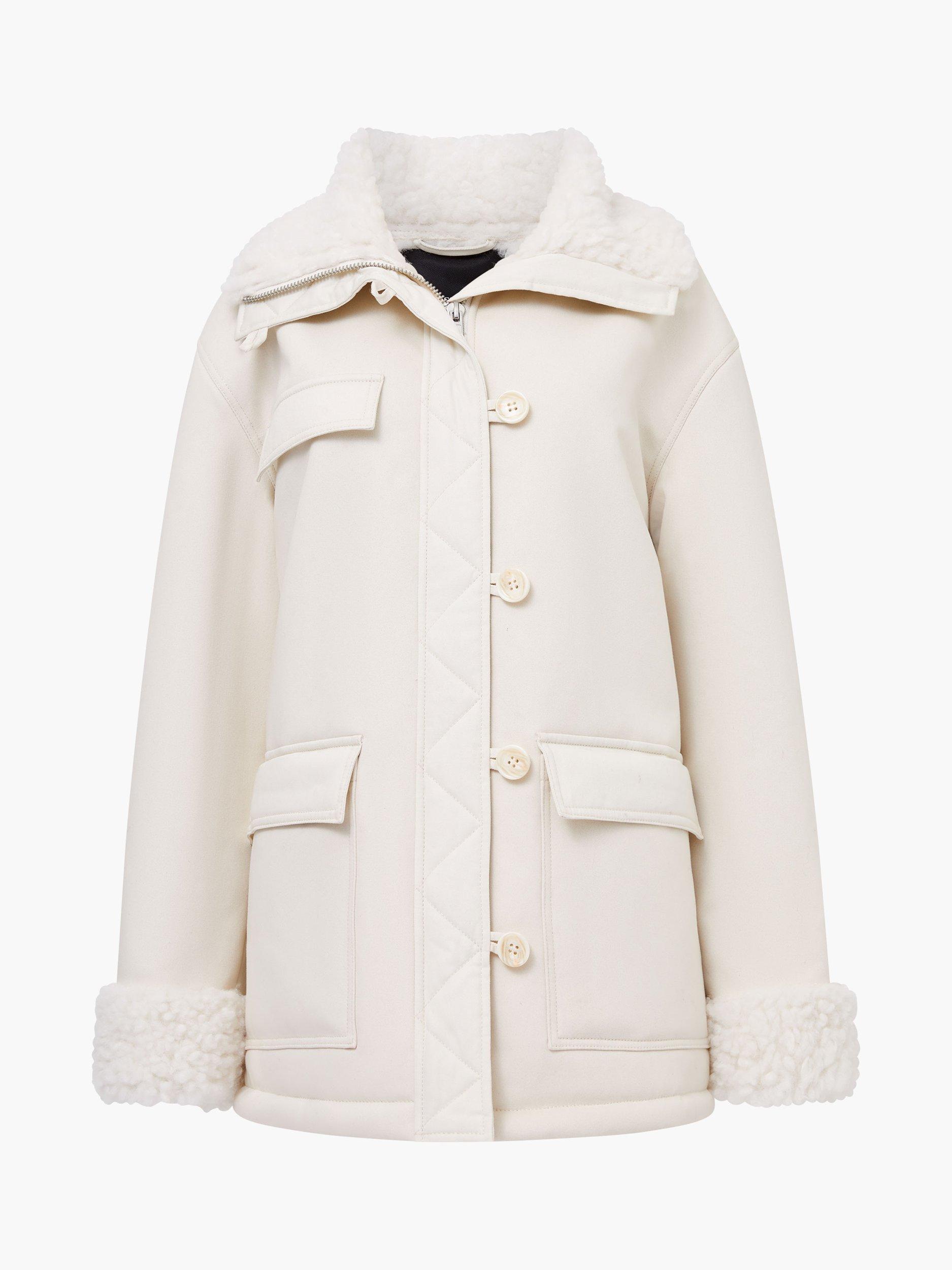 Product image 7 of 7, which shows French Connection Solise Faux Fur Coat, White, XS