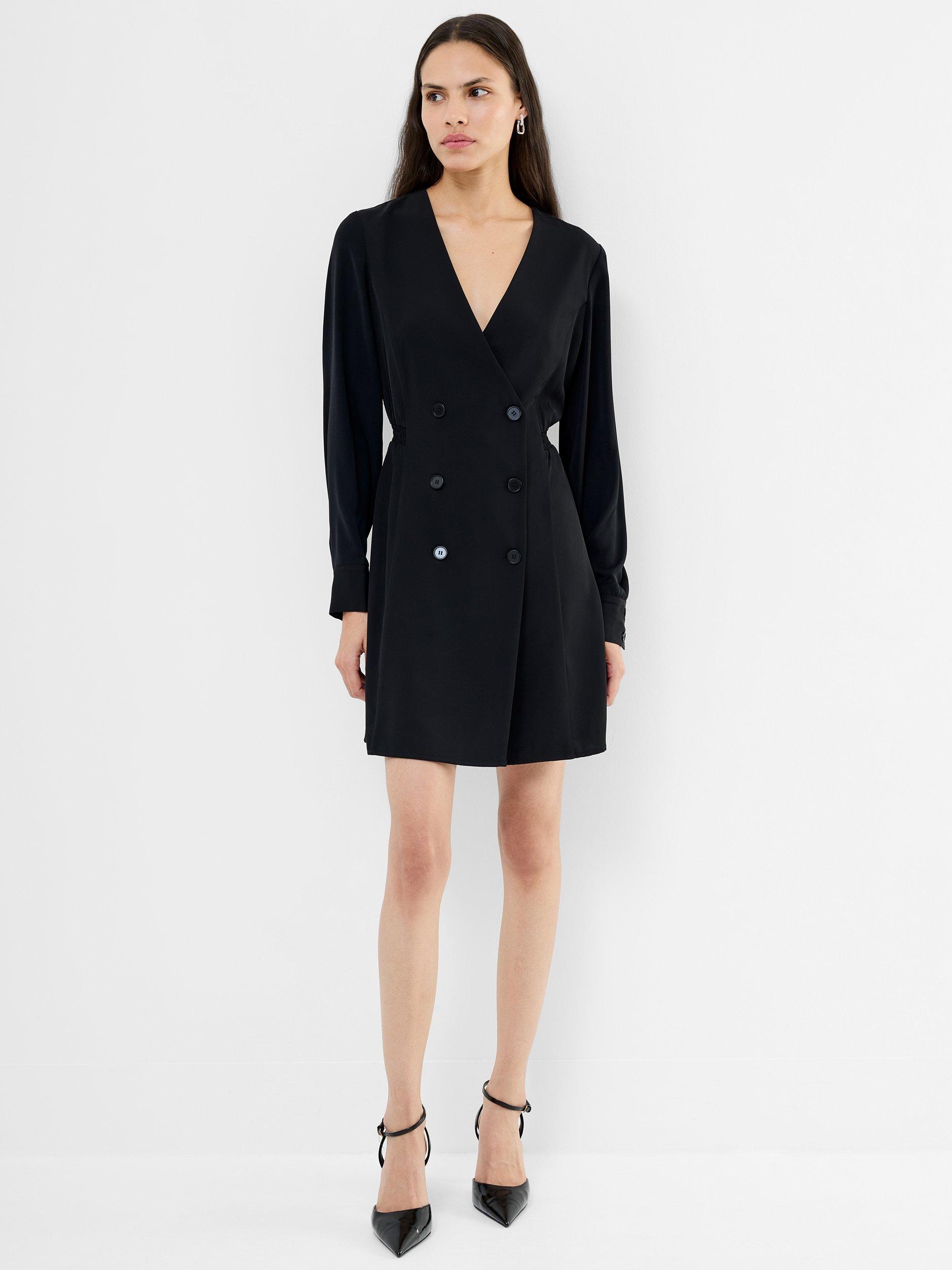 Product image 1 of 4, which shows French Connection Levent Crepe Mini Dress, Black, 10