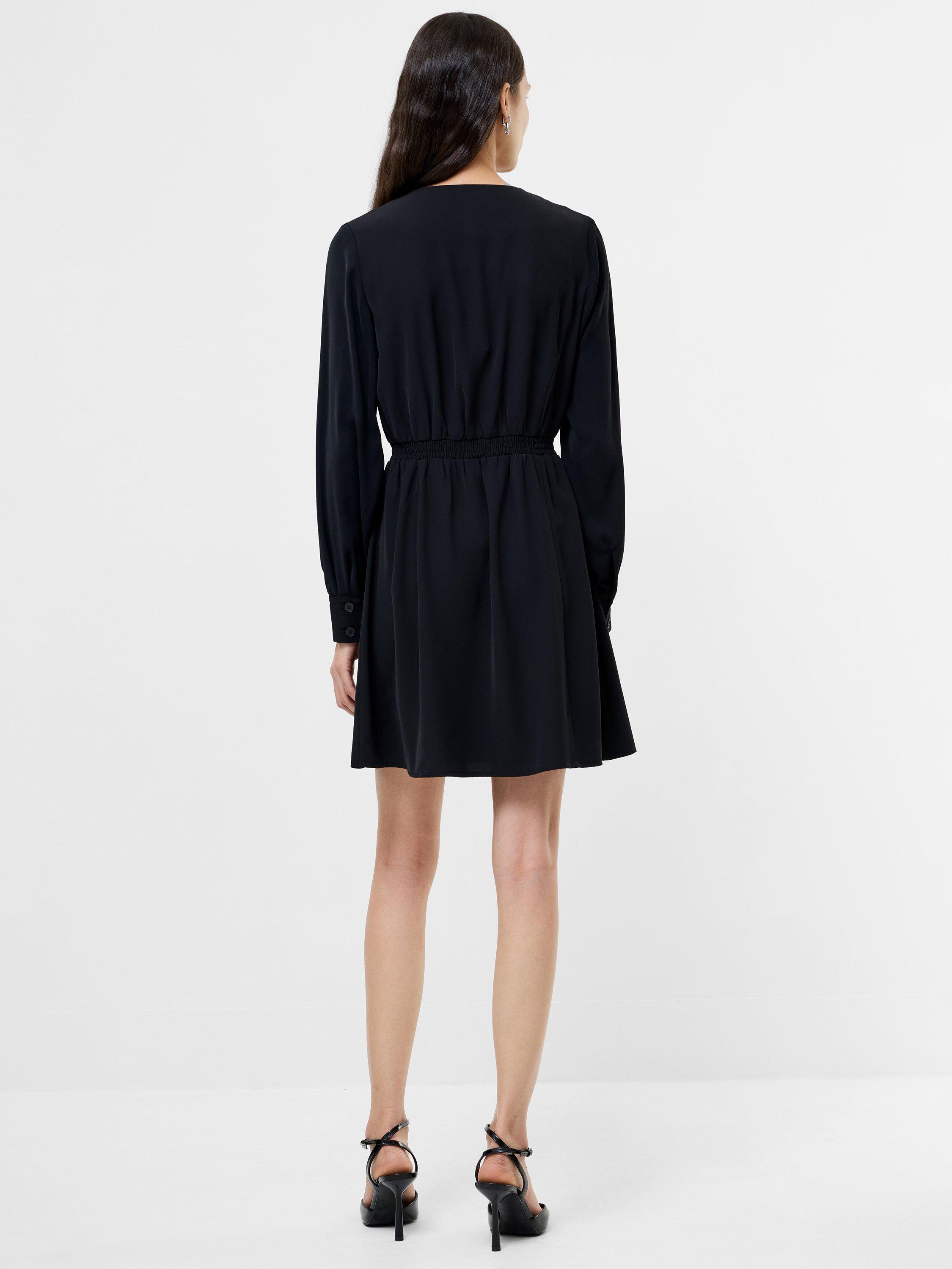 Product image 4 of 4, which shows French Connection Levent Crepe Mini Dress, Black, 10