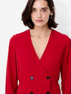 French Connection Levent Crepe Double Breasted Mini Dress, Mid Red - view 2, Mid Red