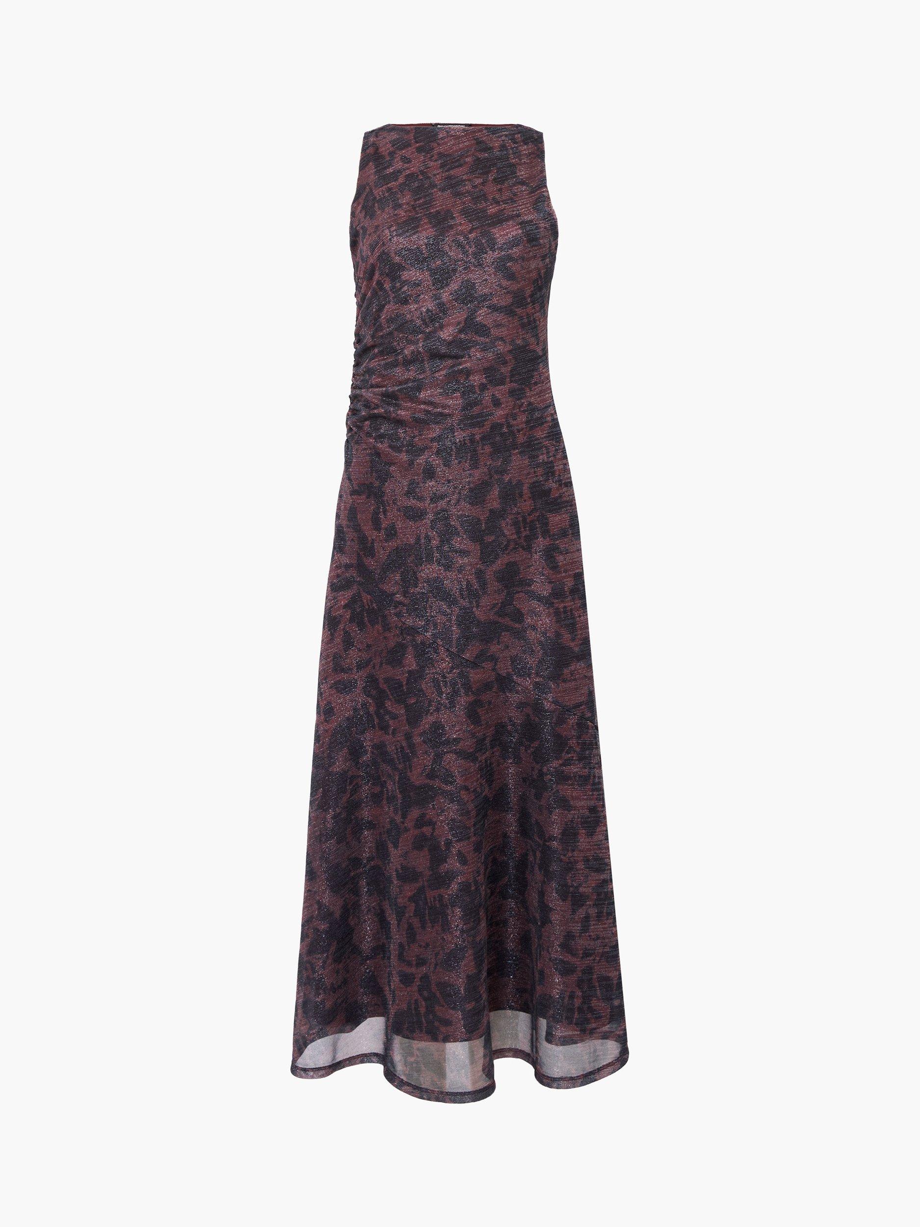 Product image 5 of 5, which shows French Connection Lorrie A-Line Ruched Midi Dress, Brown/Multi, XS