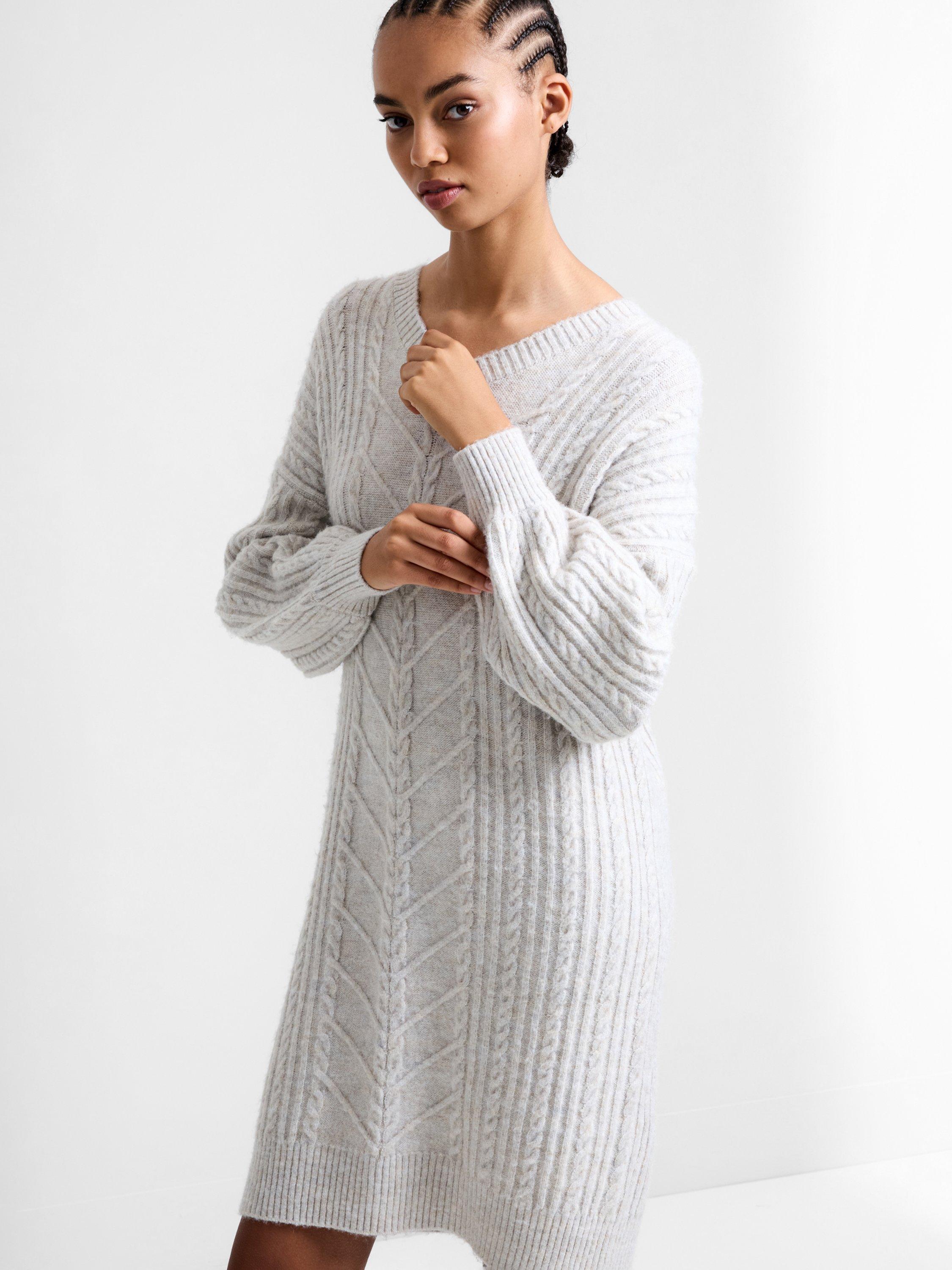 French Connection Martine Cable Knit Jumper Dress, Natural