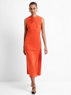 French Connection Samira Twist Midi Dress, Flame Orange, Flame Orange