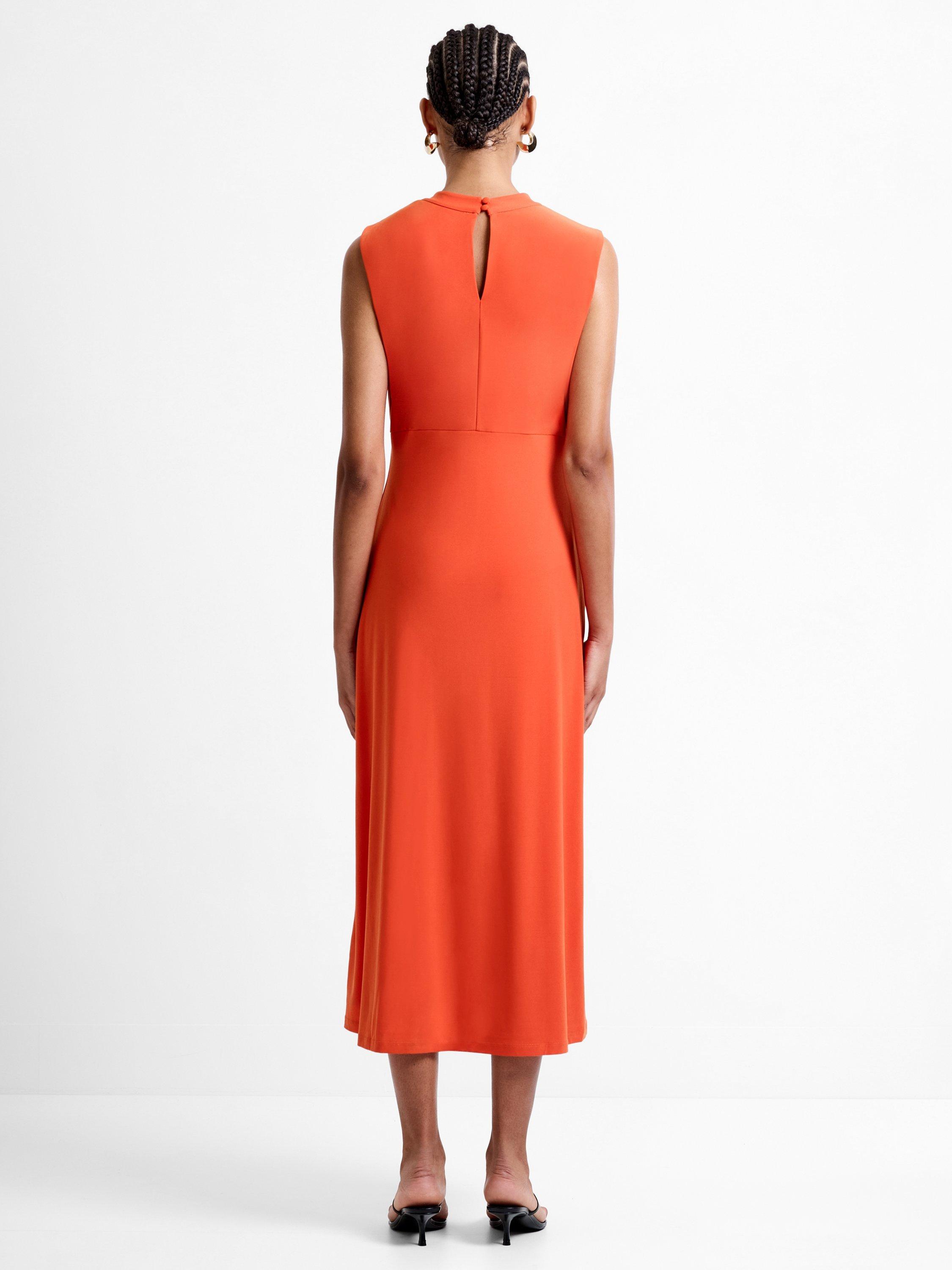 Product image 4 of 5, which shows French Connection Samira Twist Midi Dress, Flame Orange, XS