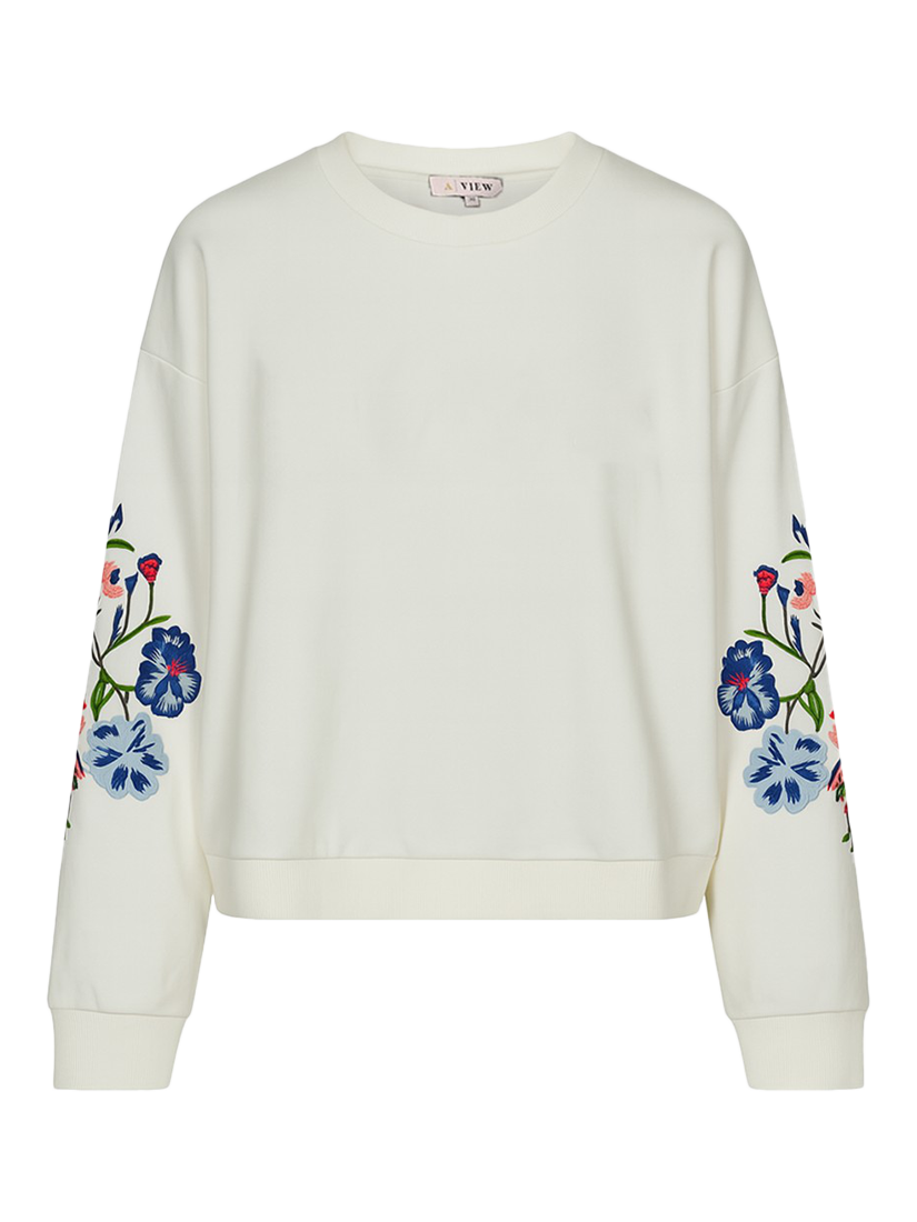 Product image 1 of 2, which shows A-VIEW True Flower Cotton Floral Sweatshirt, White, 16