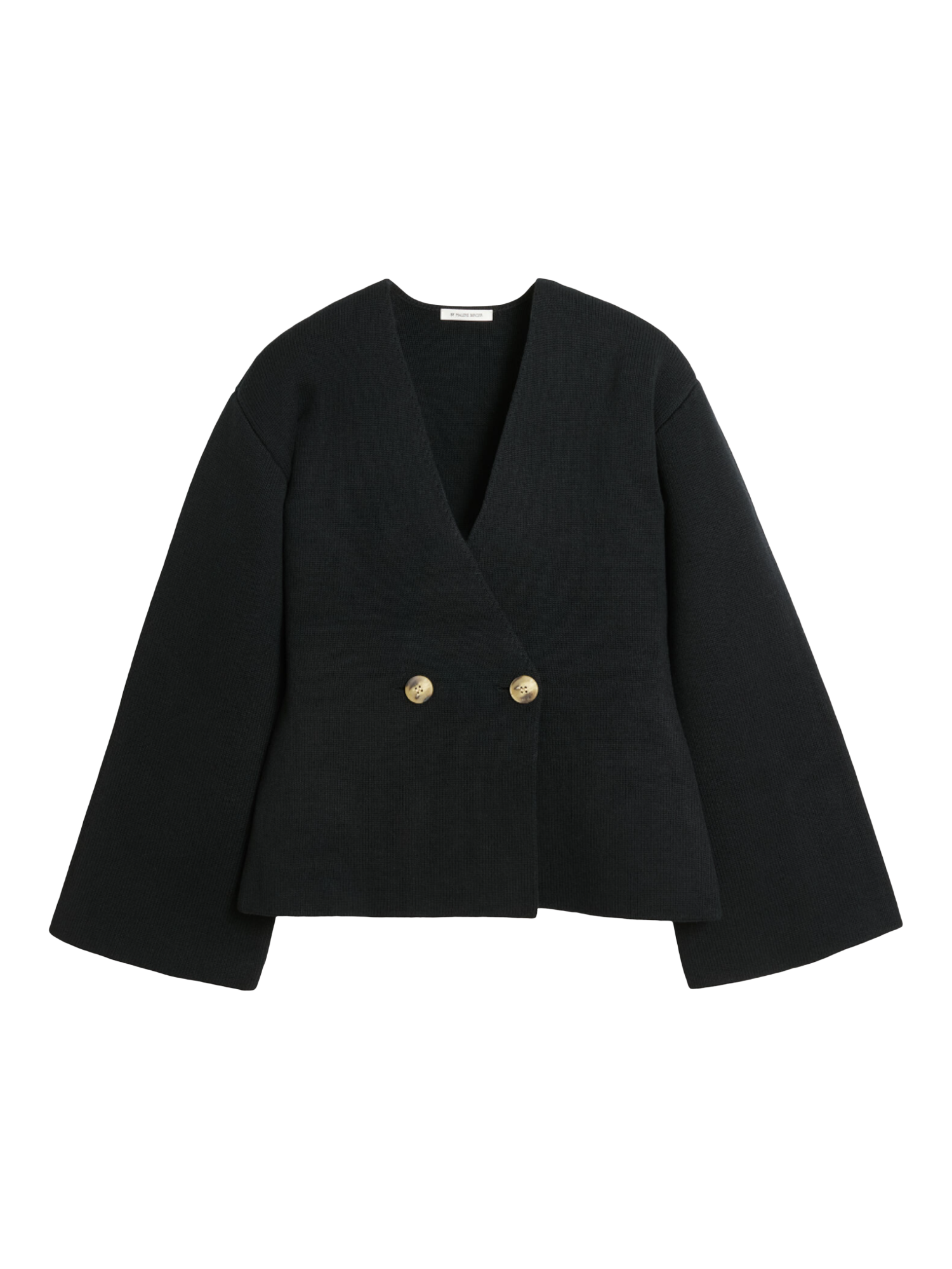 Product image 4 of 4, which shows By Malene Birger Tinley Wool Blend V-Neck Cardigan, Black, XS